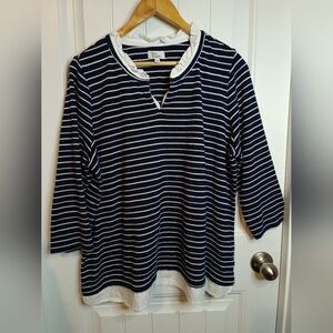 Kim Rogers Navy & White Striped Women's Top